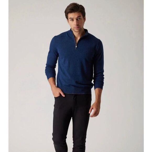 Raffi The Palmer 1/4 Zip Twilight Pullover Sweater Merino Wool XXL - Picture 1 of 9